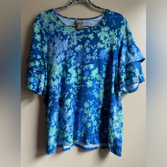 Chico's Tops - Chicos easy wear cotton modal pop over shirt ruffle sleeve colorful sz XXL boho